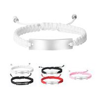 Braccialetto intrecciato in acciaio inox personalizzato, regalo personalizzato per uomini e donne, braccialetti per coppie, relazioni a distanza, per lui e per lei anima gemella, Misura unica, Acciaio