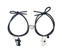 Braccialetto intrecciato personalizzato per coppie, grazioso braccialetto con ciondolo a forma di gatto, realizzato a mano, regolabile, in corda intrecciata, braccialetto dell'amicizia, regalo per lui