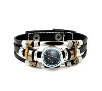 Braccialetto Intrecciato Regolabile In Pelle A Strati Con Rilievo A Tema Scientifico Alieno E Mappa Stellare Dei Gemelli, Bracciale Rock Rock Etnico Fatto A Mano, Accessorio Per L'Amicizia, Regalo Di