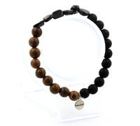 Minerali Collezione. Braccialetto Ipersteno Egitto + Perle Onice Nero Opaco +
