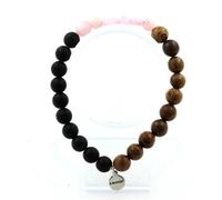 Braccialetto Kunzite Del Brasile + Perle Onice Nero Opaco + Legno 8 Mm. IN