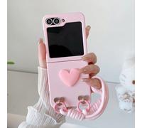 Braccialetto lavorato a maglia a forma di cuore e custodia per telefono pieghevole ultra sottile, compatibile con Samsung Z Flip1/2/3/4/5/6/7, Z Fold 2/3/4/5/6/7, Honor, Moto, impermeabile, antiurto,