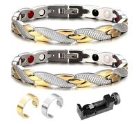 Braccialetto magnetico, 2 pezzi, elegante magnetoterapia con 2 anelli magnetici Fit Plus, braccialetto anti-affaticamento, dimagrante, anello per drenaggio linfatico, dimagrante terapeutico