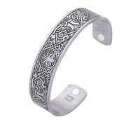 Braccialetto magnetico con albero della vita vichingo Yggdrasil, colore argento antico con sacchetto portagioielli, misura unica