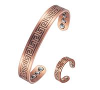 Braccialetto magnetico da uomo in puro rame anticato, stile vintage, 19,1 cm, regalo da uomo (set di rame)