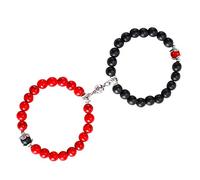 Braccialetto magnetico delle coppie dell'ossidiana dell'attrazione reciproca 2pcs braccialetto di corrispondenza di relazione del tallone nero Gioielli regalo BFF (2pcs black-red magnetic bracelet)
