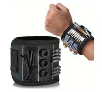 Braccialetto Magnetico For Attrezzi, Regolabile Con Potenti Magneti - Organizer Portatile For Lavori Di Bricolage E Riparazione Controllo Preciso(Noir)