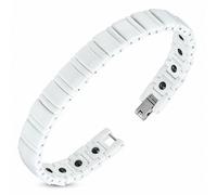 Braccialetto Magnetico IN Ceramica Bianca Con Fili Rettangolare