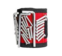 Braccialetto magnetico professionale Woodworking con 10 magneti forti, supporto regolabile per viti per unghie, punte per trapano elettroniche portatili (rosso)