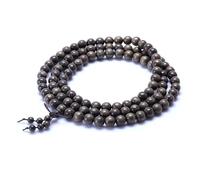 Braccialetto Mala con perline in ebano naturale, per meditazione, fatto a mano, per uomini e donne