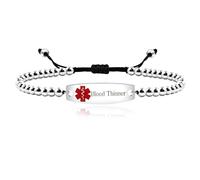 Braccialetto medico identificativo laser per epilessia, braccialetto regolabile per donne di pronto soccorso, perline in acciaio inox 4 mm con incisione di allerta sanitaria