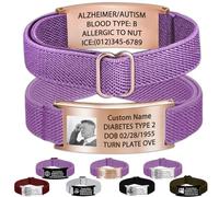 Braccialetto Medico Personalizzato per Uomini e Donne Personalizzata Braccialetti Di Allarme Medico Personalizzato ID Braccialetto Di Avviso Di Emergenza Regolabile, Per del polso 11-21 cm,Viola Chia