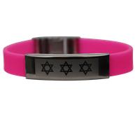 Braccialetto Mix Stars of David metallo gomma silicone ebraico HolyLand