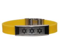 Braccialetto Mix Stars of David metallo gomma silicone ebraico HolyLand