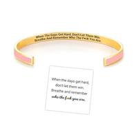 Braccialetto motivazionale con scritta "Don't Let The Hard Days Win, Remember Who The F You Are Cuff", in acciaio inox, con messaggio nascosto inciso, idea regalo per, Adjustable, Acciaio inossidabile
