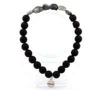 Braccialetto Occhio di Falco D'Africa Del Sud + Perle Onice Nero Opaco 8 Mm. IN
