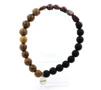 Braccialetto Occhio di Tigre Rosso Del Brasile + Perle Onice Nero Opaco + Legno