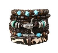 Braccialetto occidentale da donna, stile bohémien, con perline turchesi, stile vintage, impilabile, con testa di toro, stivali da cowboy, piume, accessori per gioielli etnici e occidentali, per donne