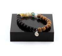 Braccialetto Opale Multicolore D'Australia + Perle Onice Nero Opaco + Legno