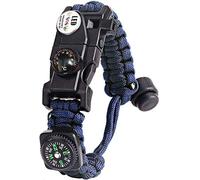 Braccialetto Paracord Sopravvivenza Militare Kit, Bracciale Sopravvivenza Regolabile con Flint + Bussola + Termometro per attività all'aperto Escursionismo Campeggio di Emergenza (Blu)