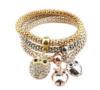 Braccialetto Pendente con Catena a Mano Elegante di Lusso con ciondoli 3 Pezzi per Donna Fashion Processing