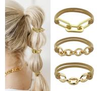 Braccialetto per capelli da donna, grazioso elastico per coda di cavallo, con gioielli dorati, per capelli ricci, elastici per capelli, elastici per capelli, accessori per capelli biondi, accessori