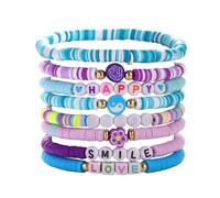 Braccialetto per sorelle Preppy Bracelets Set Colorful Heart Star Polimero Beaded Pearl Clay Stackable Charm Kidcore Esthetic Summer Beach Layering Bracelets Jewelry For Girls Women Braccialetto forza