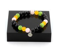 Braccialetto Perle Agata Giallo+Quarzo Rosa + Peridoto + Agata Nero 8 Fatto IN