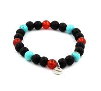 Braccialetto Perle Agata Rosso + Turchese + Onice Nero Opaco 8 Mm. IN Franco