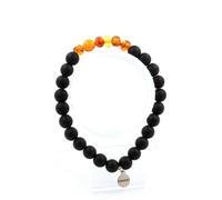 Braccialetto Perle Ambra Autentica Del Mare Mar Baltico + Onice Nero Opaco 8 IN