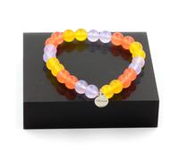 Braccialetto Perle Calcedonio Arancione + Lavanda + Agata Giallo 8 Fatto