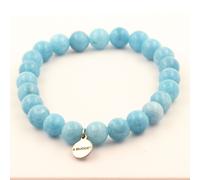 Braccialetto Perle Calcedonio Blu 8 Mm. IN Francia. Taglia Personnalisabl