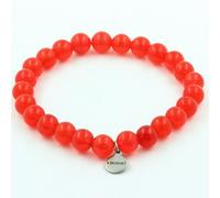 Braccialetto Perle Calcedonio Rosso 8 Mm. IN Francia. Taglia Personnalisab