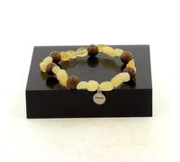 Braccialetto Perle Calcite Giallo Del Regno Unito + Legno 8 Mm. IN Francia. T