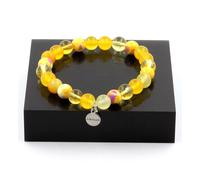 Braccialetto Perle Citrino + Agata Giallo+Sardonyx Giallo+Diaspro Giallo Fatto E