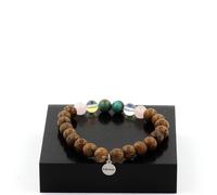 Braccialetto Perle Crisocolla Di Namibia+Quarzo Titanio+Quarzo Rosa + Fatto