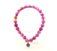 Minerali Collezione. Braccialetto Perle Diaspro Rosa Giallo 8 Mm. IN Francia