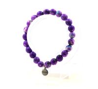 Braccialetto Perle Diaspro Viola Blu 8 Mm. IN Francia. Taglia Personalizzato