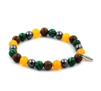 Pietre E Minéraux. Braccialetto Perle Ematite + Malachite + Agata Giallo + Legno