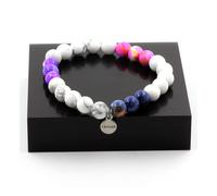 Braccialetto Perle Howlite + Diaspro Viola Blu + Diaspro Rosa Giallo Fatto