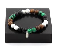 Braccialetto Perle Howlite + Malachite + Onice Nero Opaco + Legno 8 Mm. IN Fr