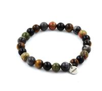 Braccialetto Perle Labradorite + Occhio di Tigre + Unakite + Agata Nero 8 Fatto