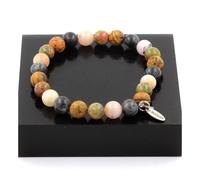 Braccialetto Perle Labradorite + Opale Rosa + Diaspro Paesaggio + Unakite 8