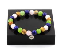 Braccialetto Perle Lapislazzuli+Diaspro Paesaggio+Peridoto+Quarzo Rosa 8 Made