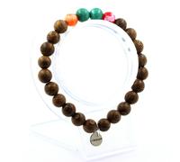 Braccialetto Perle Malachite Del Congo + Agata Crackle Multicolore + Legno Fatto
