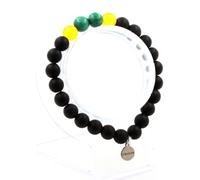 Braccialetto Perle Malachite Del Congo + Agata Giallo + Onice Nero Opaco 8 Mm.