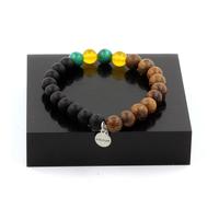 Braccialetto Perle Malachite Del Congo + Agata Giallo + Onice Nero Opaco + IN
