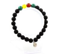 Braccialetto Perle Malachite Del Congo + Agata Giallo Rosso + Onice Fatto