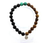 Pietre E Minéraux. Braccialetto Perle Malachite Del Congo + Agata Nero + Legno 8