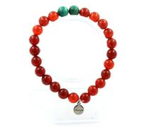 Braccialetto Perle Malachite Del Congo + Agata Rosso 8 Mm. Fatto IN Francia